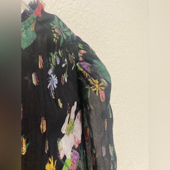 AMUR Clipped Lurex Chiffon Midi Dress - Picture 7 of 10